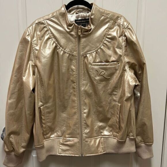 Rocawear Vintage metallic gold faux leather jacket - Picture 1 of 9
